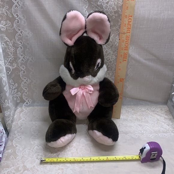 16" Pink, white & brown Easter chocalate strawberry bunny plush plastic eyelids - Picture 2 of 8